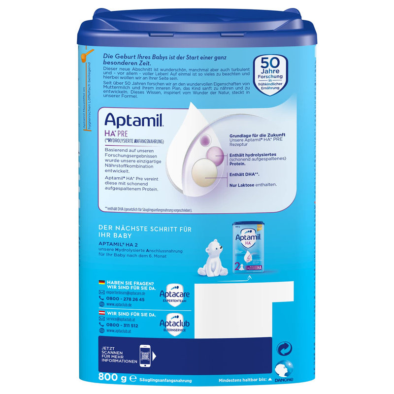 保税区德国 爱他美（Aptamil）HA免敏奶粉 pre段 800g 适合0-3个月