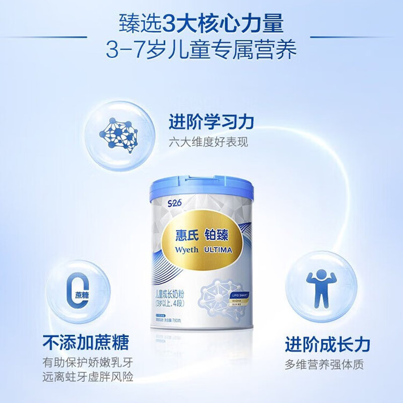 惠氏（Wyeth）铂臻儿童配方调制乳粉 4段 780g 新国标 适合3岁以上