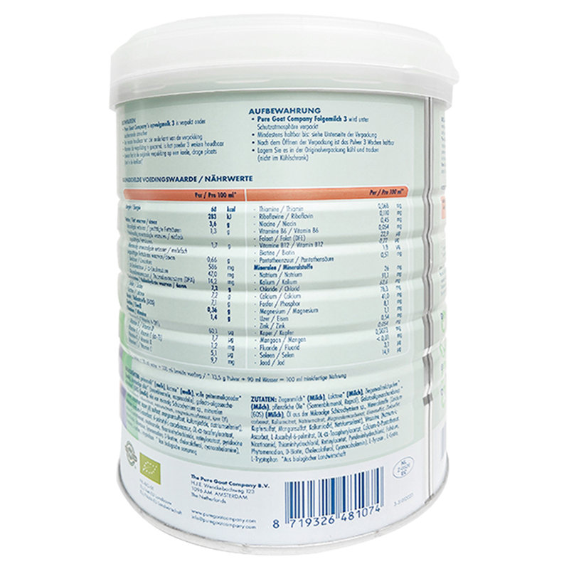 保税区荷兰（Pure Goat）婴幼儿有机羊奶粉3段 800g 10个月以上