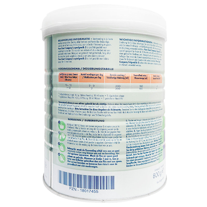 保税区荷兰（Pure Goat）婴幼儿有机羊奶粉3段 800g 10个月以上