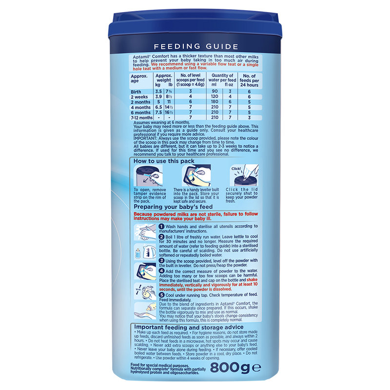 英国 爱他美(Aptamil)舒适半水解奶粉 800g 适合0-12个月(新旧包装随机发货)