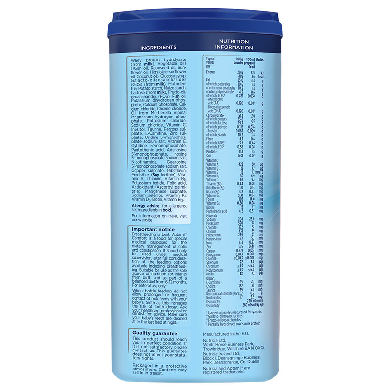 英国 爱他美(Aptamil)舒适半水解奶粉 800g 适合0-12个月(新旧包装随机发货)