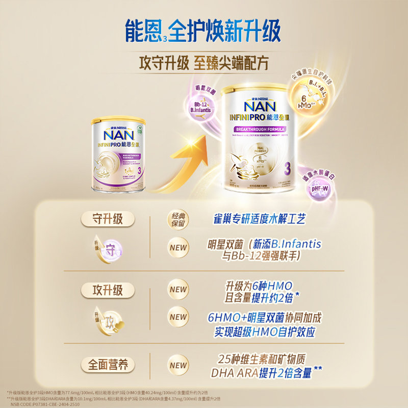 保税区港版 雀巢（Nestle）能恩全护6HMO婴幼儿奶粉 3段 800g