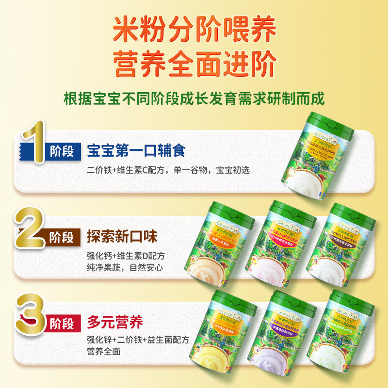 爷爷的农场 有机婴幼儿强化锌米粉 鹰嘴豆菠菜牛肉味 225g 9月龄