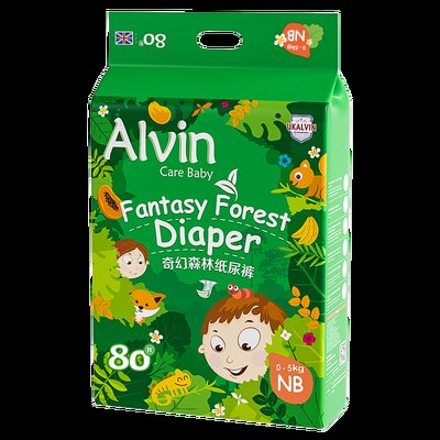 艾薇儿(Alvin)奇幻森林纸尿裤 NB80片 (5公斤以下)