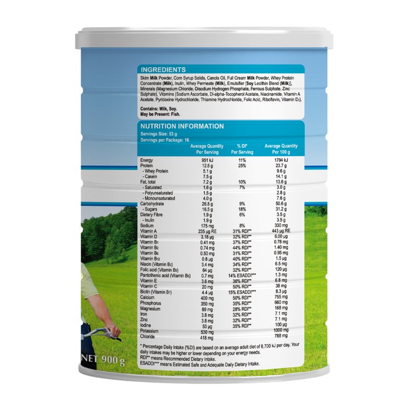 保税区澳洲 澳美滋（Oz farm）高钙全脂成人中老年奶粉 900g（新旧包装随机发货）