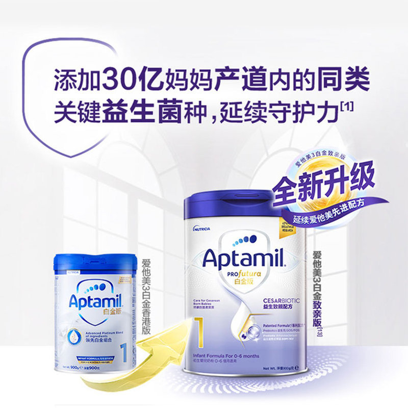 【香港直邮】港版 爱他美（Aptamil）白金致亲婴幼儿奶粉 1段 900g