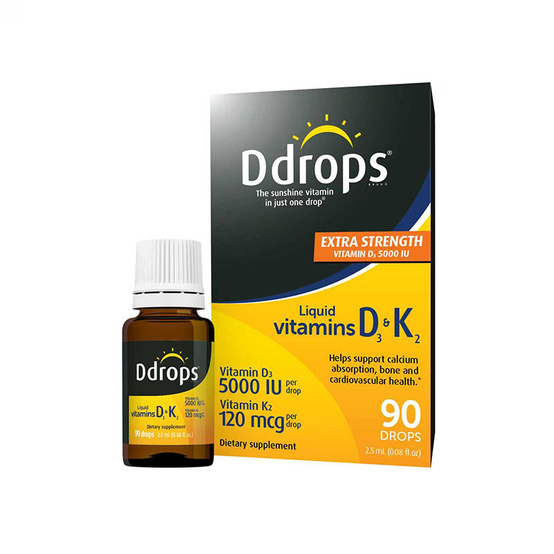 加拿大 滴卓思(Ddrops)成人维生素D3-5000IU+维生素K2滴剂 2.5ml/瓶