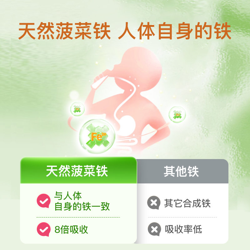 保税区德国 因你（INNE）菠菜铁 8倍好吸收 体检不缺铁 21条/盒