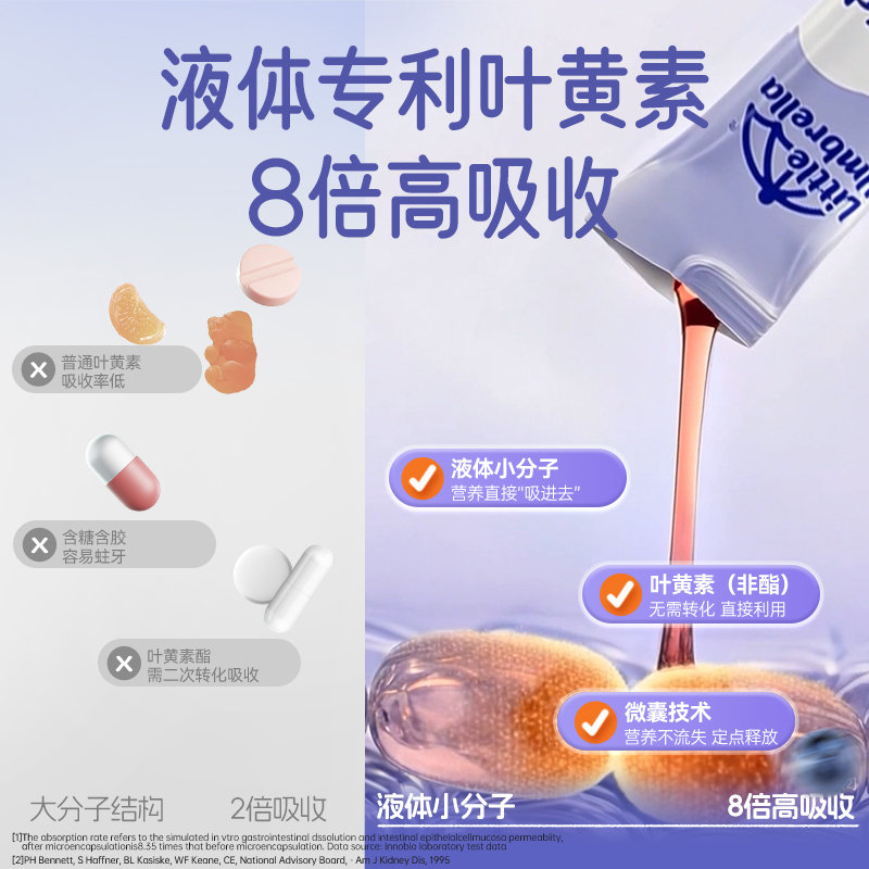 【买赠活动】新西兰 小小伞(Little Umbrella)液体叶黄素蓝光护眼8合1升级款 30条/盒