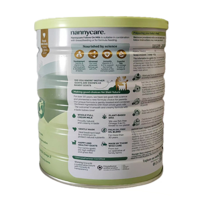 英国 纳尼凯尔(Nannycare)婴幼儿羊奶粉2段 800g 适合6-12个月(新旧包装随机发货)