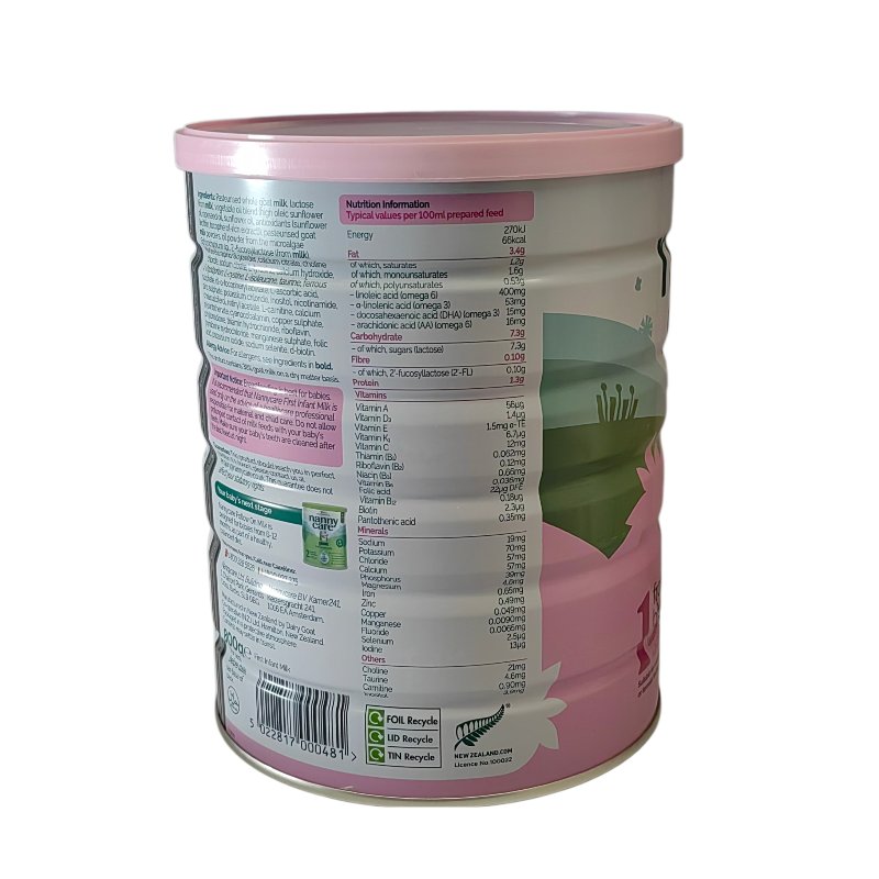 英国 纳尼凯尔(Nannycare)婴幼儿羊奶粉1段 800g 适合0-6个月(新旧包装随机发货)