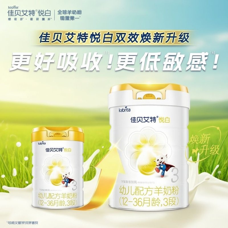 荷兰 佳贝艾特 悦白婴儿配方羊奶粉 3段 800g 适合12-36个月*新国标