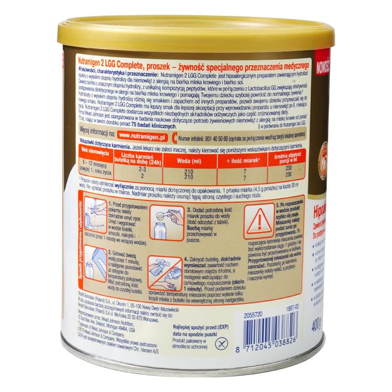 荷兰 美赞臣(MeadJohnson)LGG无乳糖深度水解奶粉2段 400g(波兰版)新旧包装随机发货